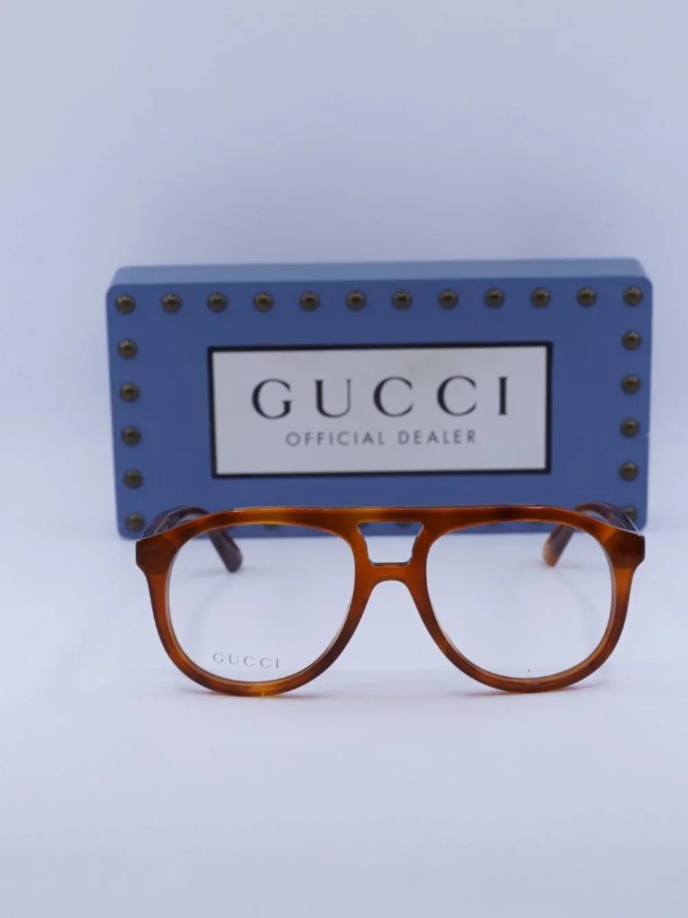 Gucci GG1320O 002 Aviator Eyeglasses – Blonde Havana 54mm